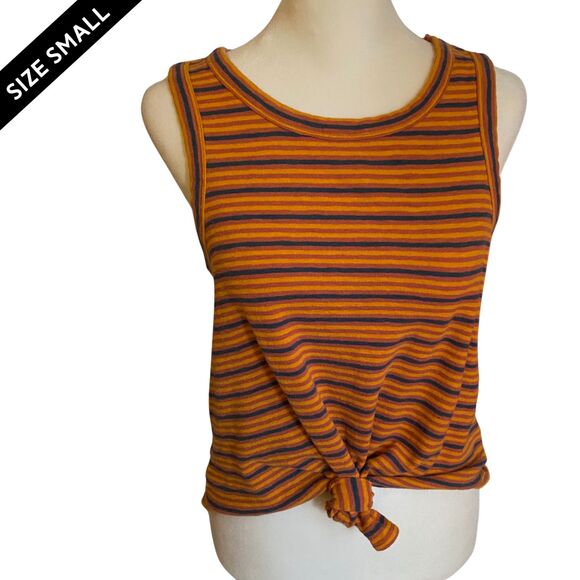 Madewell Retro Style Multicolored Striped Audio Front Knot Tank Top, sz S - Picture 2 of 9